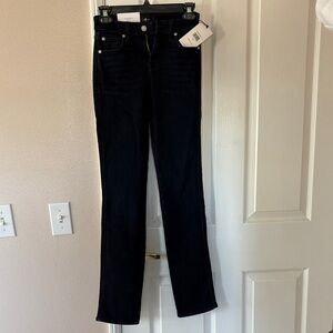 7 For All Mankind Women’s Dark Black Straight-Leg Jeans